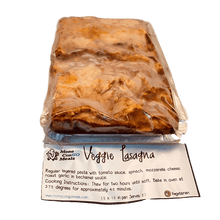 Load image into Gallery viewer, Veggie lasagna made with layered pasta, tomato sauce, mozzarella cheese, roast garlic in Bechamel sauce.
